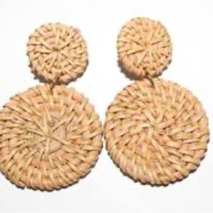 Woven Tan Statement Earrings